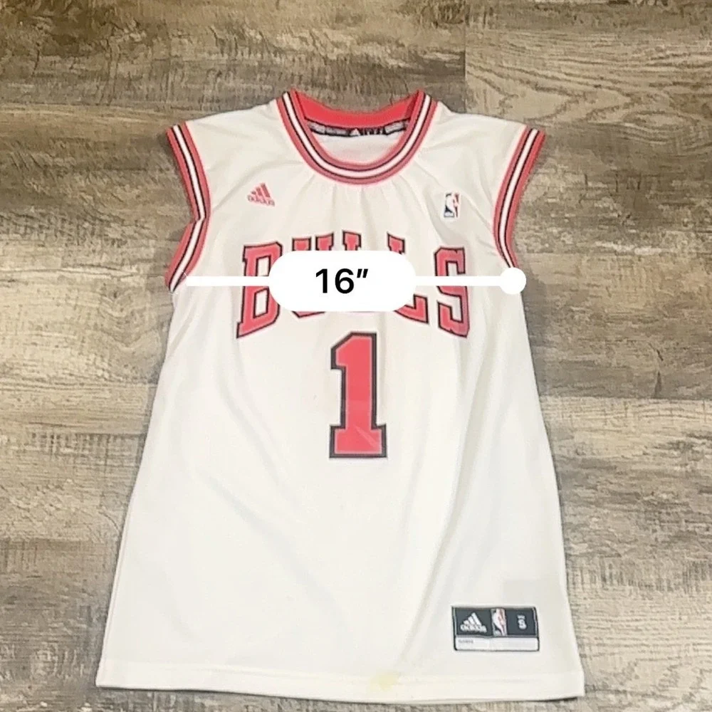 Adidas Chicago Bulls Derrick Rose 1 NBA Jersey White Mens Small Z818A 10